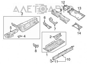 The rear left underbody protection of the Audi A6 C7 12-18 is pressed and worn.