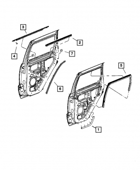Door seal side rear left Dodge Durango 11-12