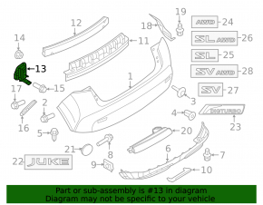 Right rear bumper reinforcement fang for Nissan Juke 11-17 FWD