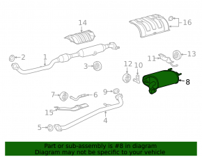 Rear muffler barrel Toyota Avalon 13-18 2.5 hybrid