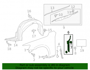 Left door-wing seal for Lexus IS 14-20
