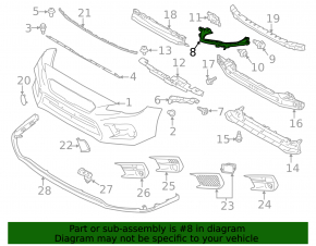 Front bumper mount under headlight, outer left, Subaru WRX 18-21