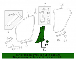 Center pillar trim lower right Toyota Prius 50 16-18 ser