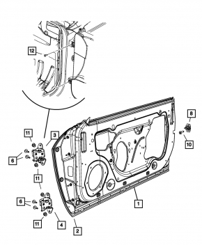 Door hinge upper front left Dodge Challenger 09-