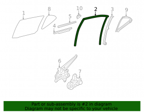 Rear left glass seal Lexus CT200h 11-17