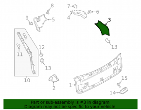 Land Rover Range Rover Velar 18-23 right rear outer fender light trim