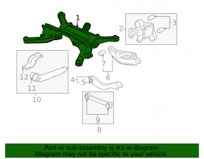 Rear subframe Chevrolet Equinox 10-17 AWD, rusty, 2 S/B torn on the gearbox