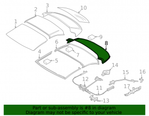 Rear convertible roof seal with moldings BMW 4 F33 14-20 convertible, glossy black