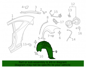 Rear left fender liner for VW Beetle 12-19