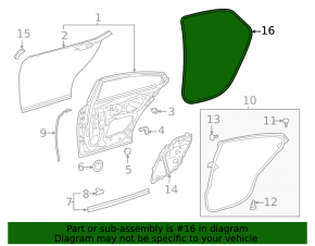 Rear right door seal for Lexus ES250 ES300h ES350 19-26