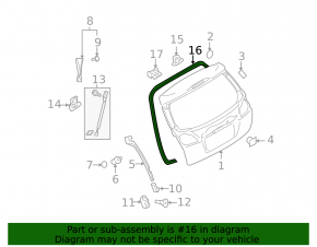 Subaru Outback 10-14 trunk door rubber seal