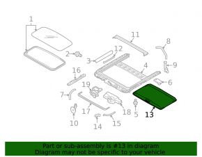 Sunroof curtain Subaru Outback 10-14