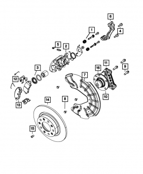Rear left hub for Dodge Dart 13-16 with bracket
