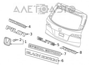 Emblem inscription AWD tailgate Honda CRV 12-16