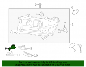Left headlight mount, upper left, Toyota Land Cruiser 16-21 rest.