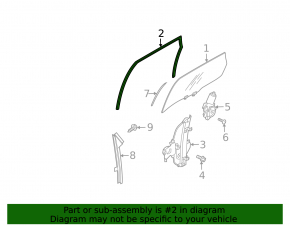 Rear left glass seal Nissan Murano z50 03-08