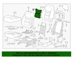 Heated driver's seat backrest for Chevrolet Volt 16-19