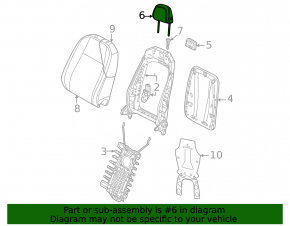 Front right headrest Audi A3 22-26 black leather, gray stitching