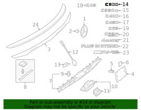 Emblem inscription C300 trunk lid Mercedes C-class W205 300 15-21
