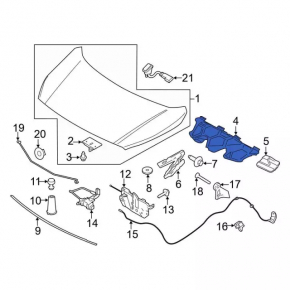 Ford Transit Connect MK2 13-18 hood insulation