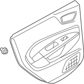 Door trim card rear right Ford Fiesta 11-19 black plastic