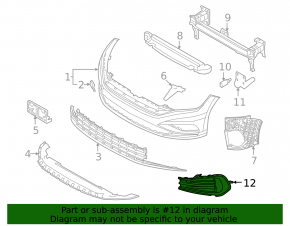 Right bumper grille for VW Jetta 22-24 without fog lights, structure