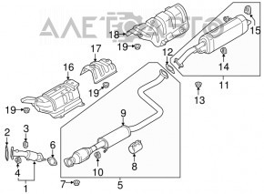 Muffler rear part with barrel Hyundai Elantra AD 17-20 2.0 rusty, dented, broken stud
