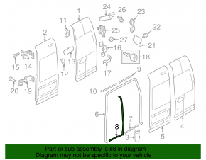Rubber seal for tailgate left Ford Transit Connect MK2 13-25 cargo, on door