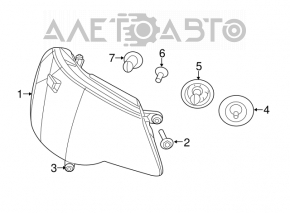 Headlight front right bare Chrysler 200 11-14 light