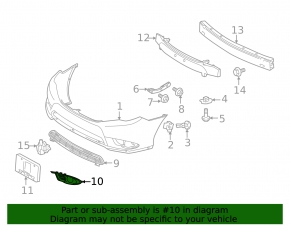 Right front bumper grille for Toyota Avalon 11-12 under fog lights