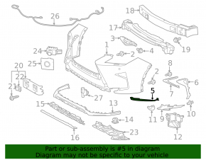 Left front bumper lip for Lexus RX350 RX450h 16-19 F-Sport