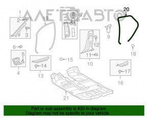 Rear left door seal for Lexus RX350 RX450h 10-15