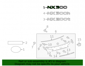 Emblem inscription NX300 tailgate Lexus NX300 18-21