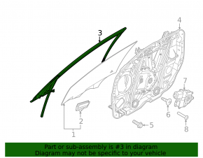 Triangle door glass with seal, front left, Kia Sportage 23-26