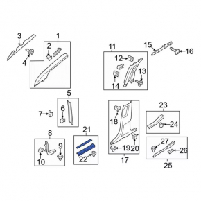 Door sill trim rear left Ford Edge 15-24 black, scratch