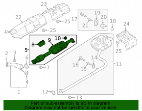 Rear muffler with barrel for Hyundai Sonata 16-19 hybrid SE