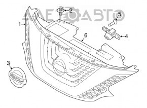 Radiator grill with badge Nissan Murano z52 19-24 rest, broken fasteners, sand