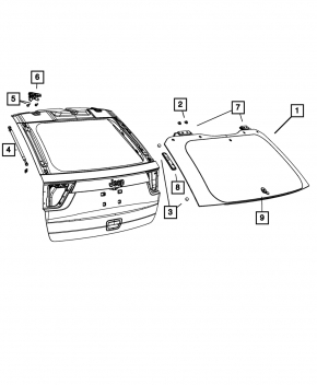 Shock absorber glass tailgate left Jeep Grand Cherokee WK2 11-13