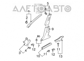 Lower left center pillar trim for Mitsubishi Galant 2012