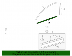 Door-glass molding, central front right, Toyota Rav4 13-18