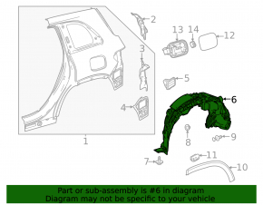Mercedes X247 GLB 20-26 rear right fender liner with mudguard