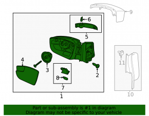 Side mirror right assembly Ford Escape MK3 17-19 rest BSM