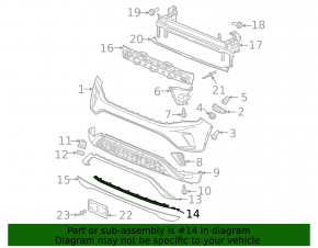 Silver front bumper lip trim for VW Atlas 21-23
