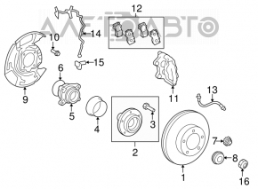 Front right caliper assembly for Toyota Sequoia 2008-2015, 4 pistons