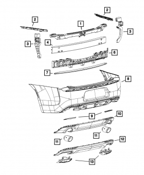 Left rear bumper bracket for Chrysler 300 15-23 rest.