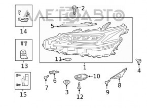 Headlight mount left Lexus ES250 ES300h ES350 19- small