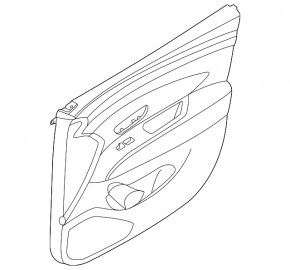 Door trim panel, front left, Hyundai Tucson 22-24, black with black cloth insert, black armrest, chrome molding with black gloss, with handle, scratches, worn