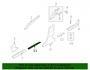 Door sill trim front left outer Hyundai Elantra UD 11-16 black