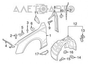 Front left wing Audi A4 B8 13-16 rest, silver LX7P, dented