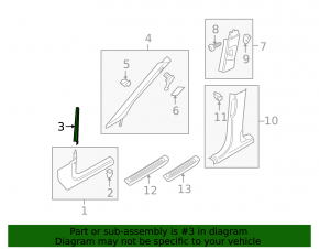 Front pillar trim, middle right, Audi Q5 8R 09-17, gray